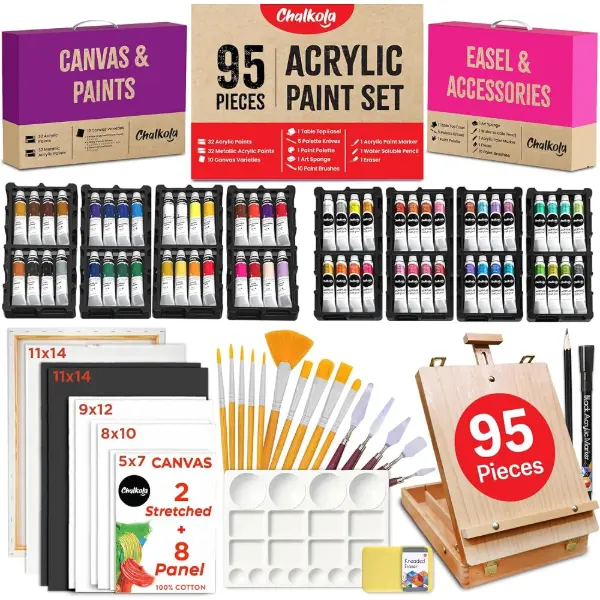 Chalkola, kit de peinture acrylique 95 pièces pour adultes