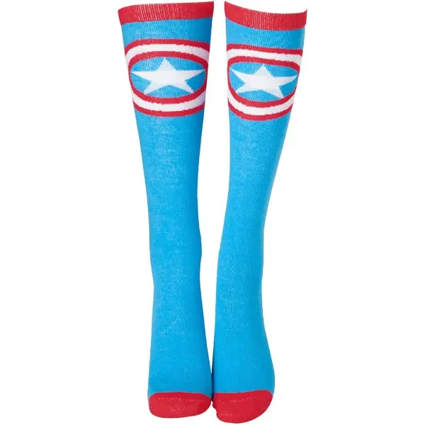 Chaussettes hautes montant au genou aux couleurs du bouclier de Captain America