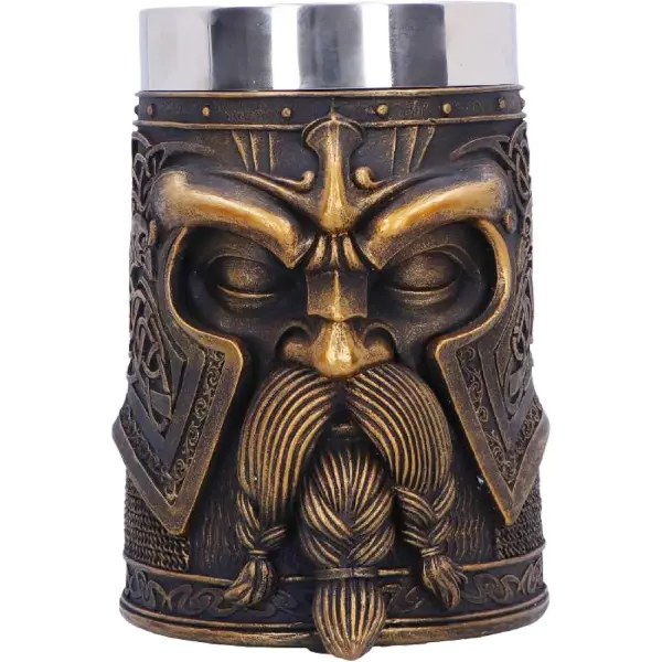 Chope viking Nemesis Now sculptée au visage d'Odin en finition bronze vieilli