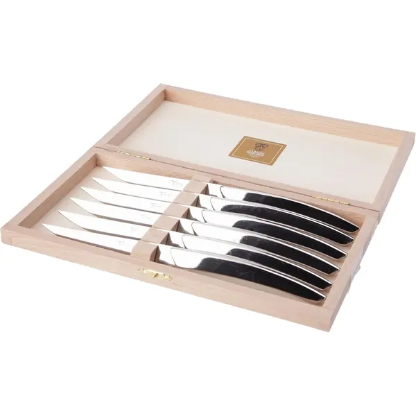 Coffret de 6 couteaux a steak Laguiole avec manche en bois