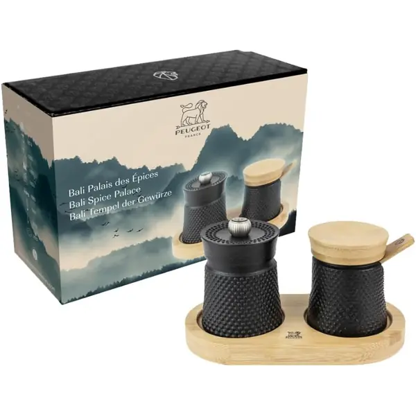 Coffret de poivres du monde avec moulin