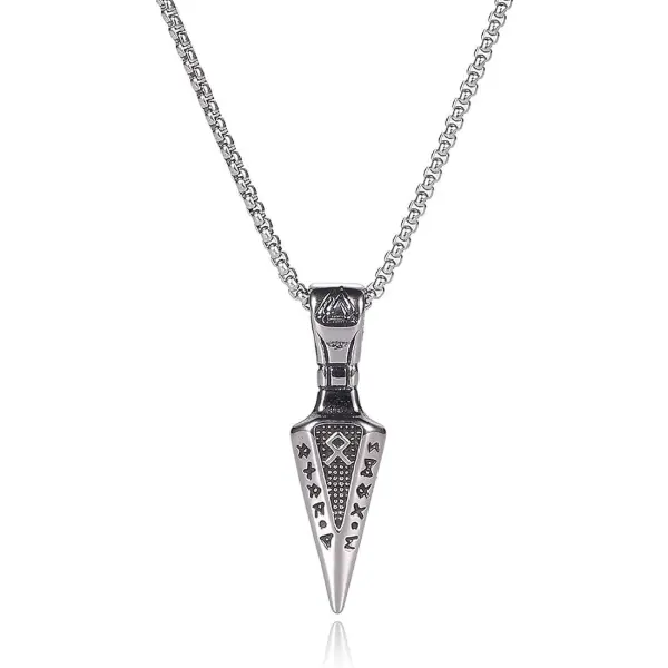 Collier viking en acier inoxydable avec pendentif en forme de pointe de flèche