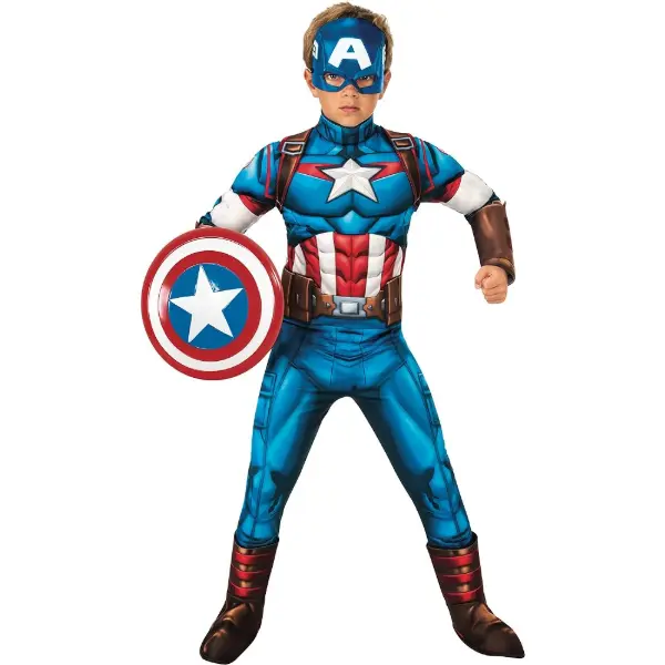 Costume deluxe Captain America pour garçon avec torse rembourré