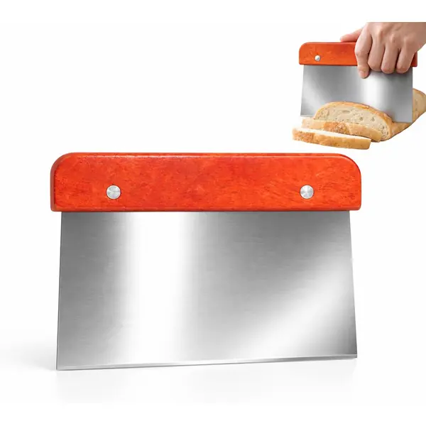 Coupe-pâte professionnel inox avec règle graduée pour boulangerie