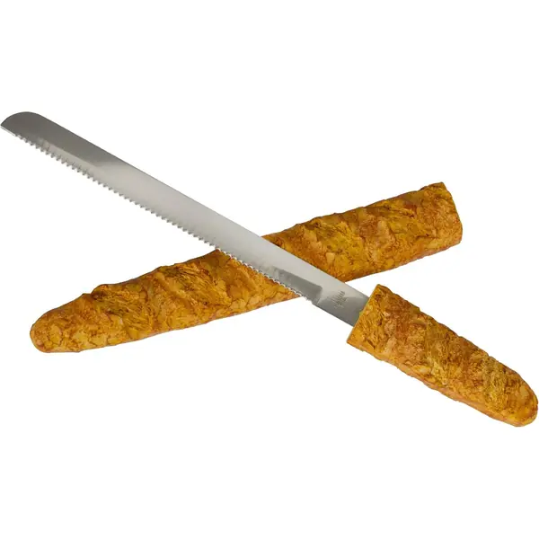 Couteau à baguette spécial lame longue crantée pour pain français tradition