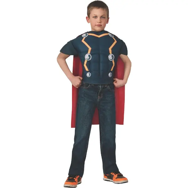 Haut de déguisement Thor Rubies avec plastron musclé et cape rouge