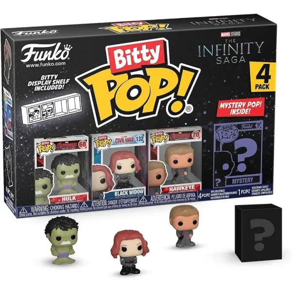 Funko Bitty Pop! — lot de 4 : Hulk, Black Widow, Hawkeye + figurine mystère