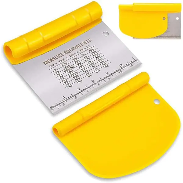 Grattoir 2 en 1 inox et plastique double face pour pâte boulangerie