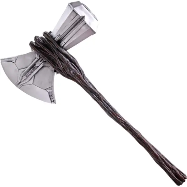 Réplique de la hache Stormbreaker de Thor avec long manche et lame argentée