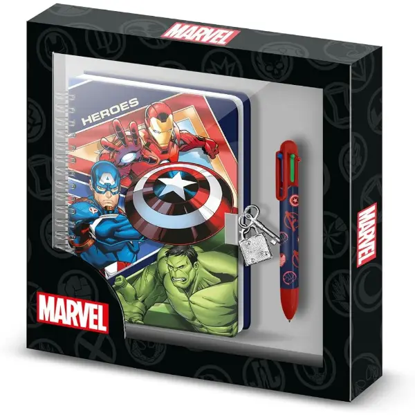 Marvel Avengers — Journal A5 et stylo 6 couleurs — idée cadeau Avengers