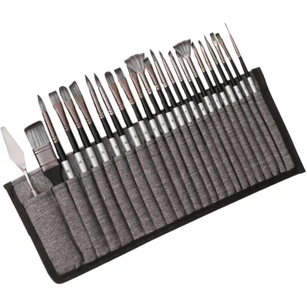 Kit de 24 pinceaux en nylon livrés dans une pochette de rangement
