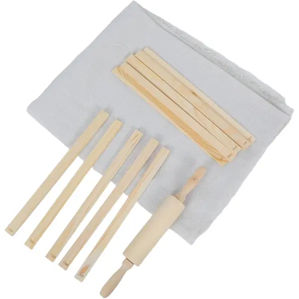 Kit de 12 outils de poterie Hemobllo avec rouleau et guides de profondeur
