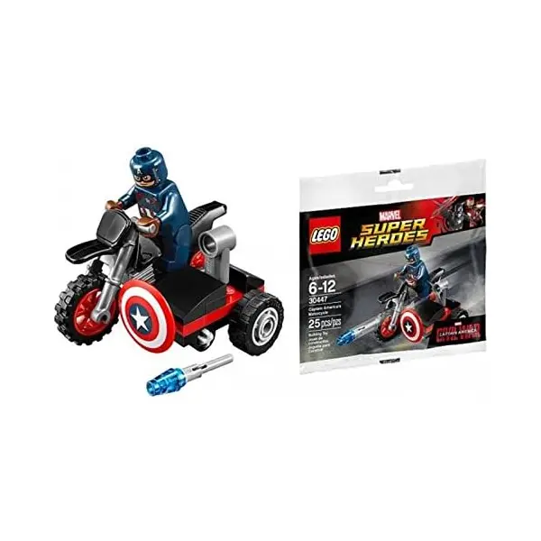 Petit set LEGO 30447 avec la minifigurine de Captain America et sa moto