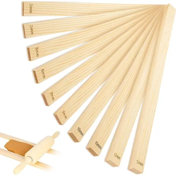 Lot de 10 guides d'épaisseur en bois pour rouleau à étaler l'argile