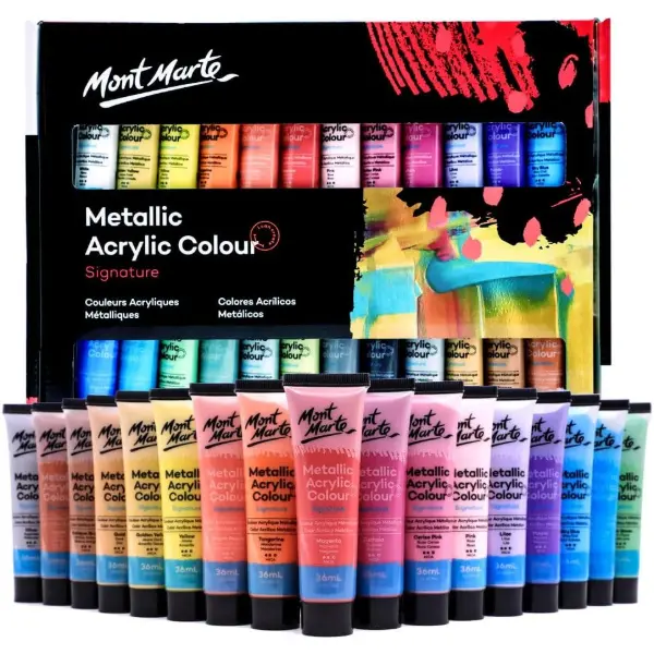 Lot de 24 peintures acryliques métalliques de 36 ml