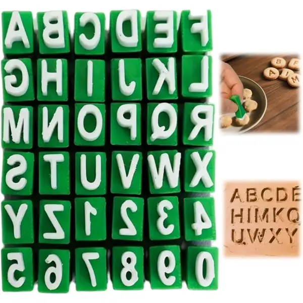 Lot de 36 tampons lettres en argile pour marquer poterie et céramique