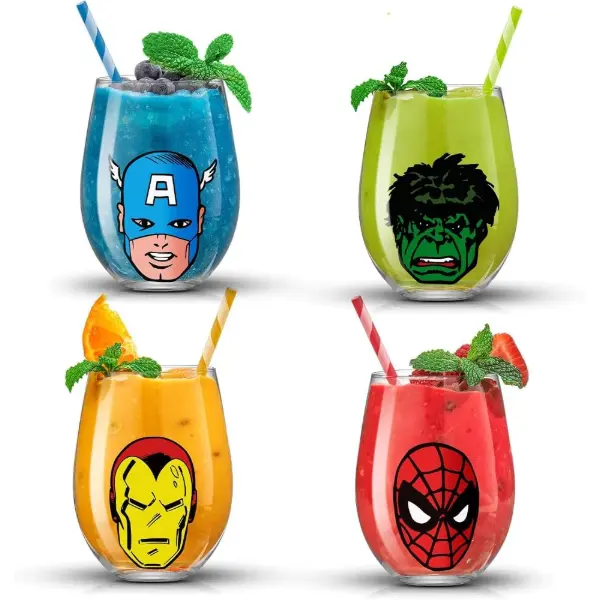 JoyJolt Marvel Heroes — Lot de 4 verres