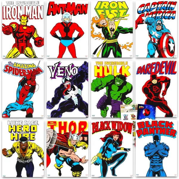 Marvel — Ensemble de posters de bande dessinée — idée cadeau Avengers