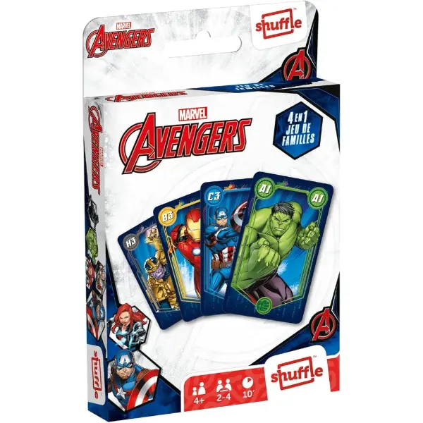 Marvel — Jeu de famille Avengers, 4 jeux de cartes en 1 — idée cadeau Avengers