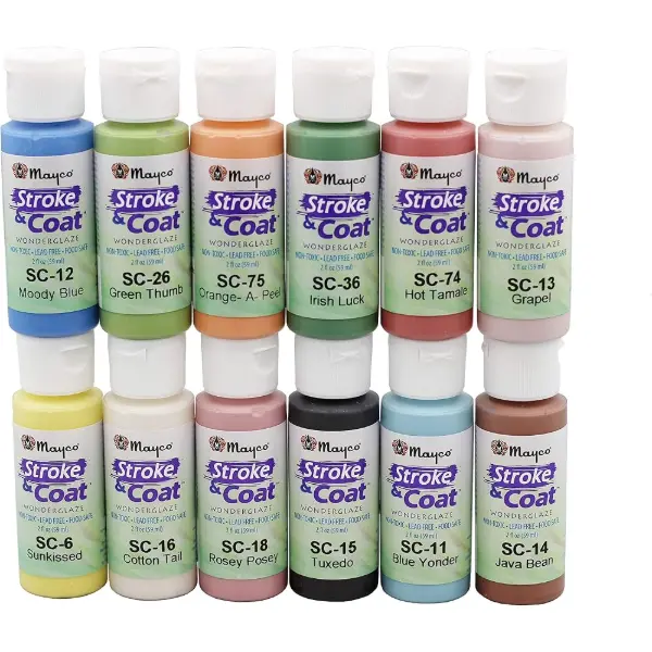 Lot de 12 flacons d'émail Mayco Stroke and Coat pour céramique