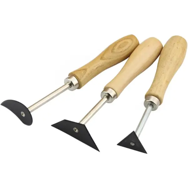 Set de 3 mirettes de poterie en acier tungstène à manche en bois