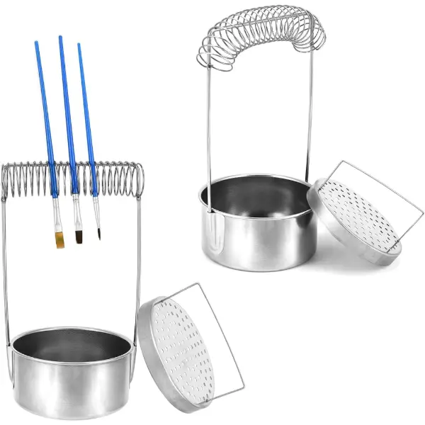 QWORK nettoyeur de pinceaux portable avec grille amovible et réservoir