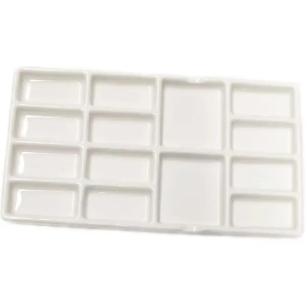 Palette d'artiste en céramique blanche à 14 puits pour aquarelle