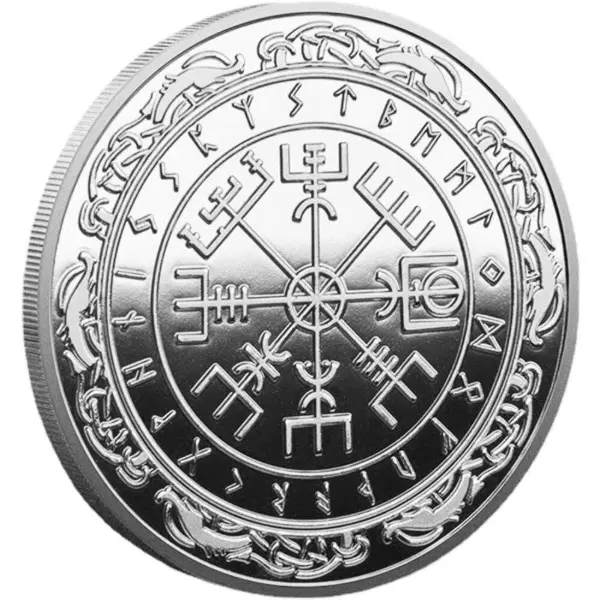 Pièce commémorative viking gravée du marteau de Thor en relief