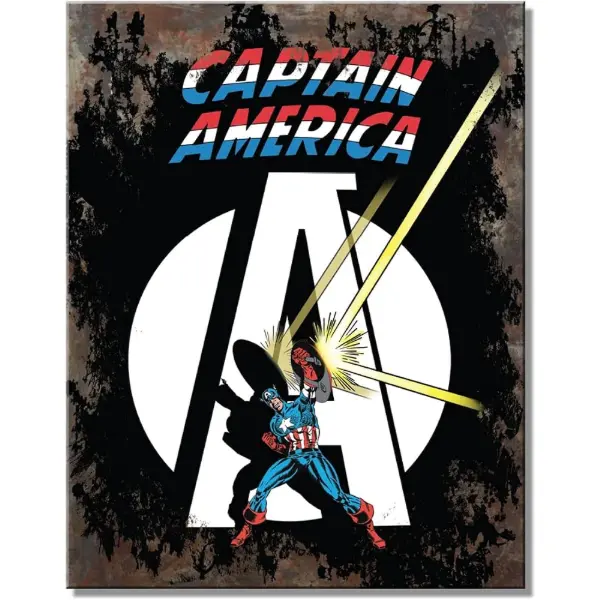 Plaque décorative en étain Captain America de style vintage années 1940