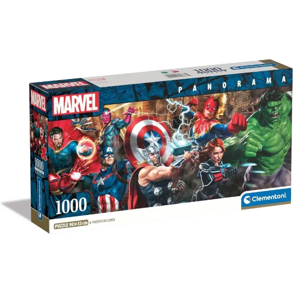 Puzzle panorama Marvel Avengers — 1000 pièces — idée cadeau Avengers