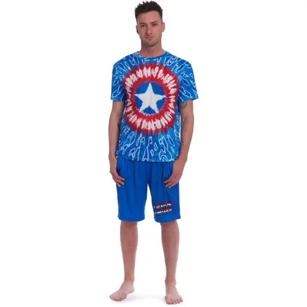 Marvel Avengers — Pyjama homme Captain America, chemise et short — idée cadeau Avengers