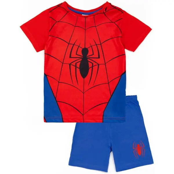 Pyjama garçon t-shirt et short, bleu et rouge