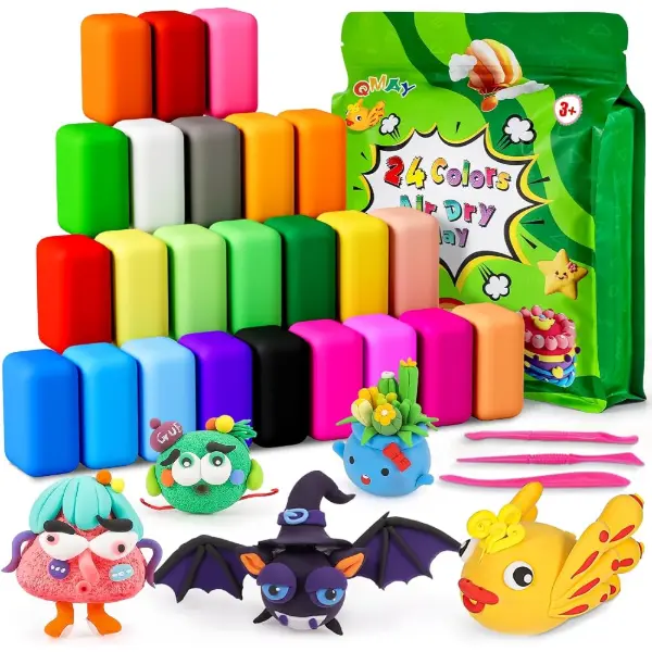 Coffret d'argile séchant à l'air QMAY en 24 couleurs ultra légères à modeler