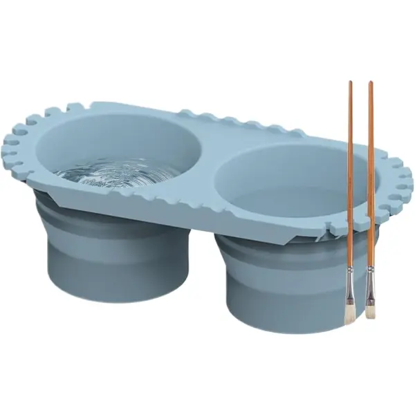 Récupérateur pliable en silicone à deux bacs pour rincer les pinceaux