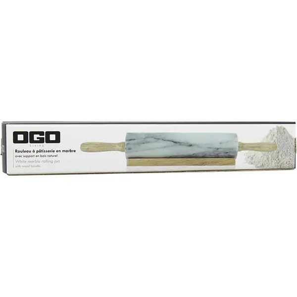 Rouleau à pâtisserie en marbre OGO Living 45 cm avec support en bois