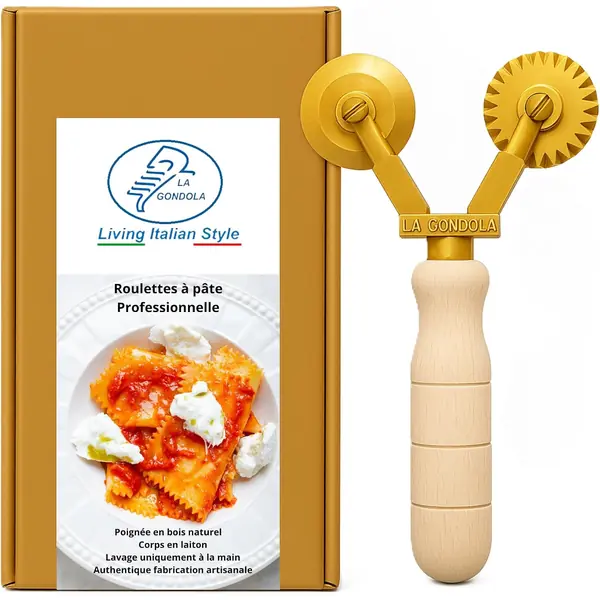 Roulette double découpe pâte La Gondola lisse et crantée inox