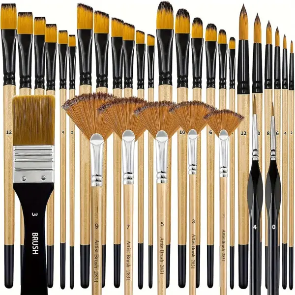 Ensemble de 32 pinceaux à peinture en nylon de sept styles différents