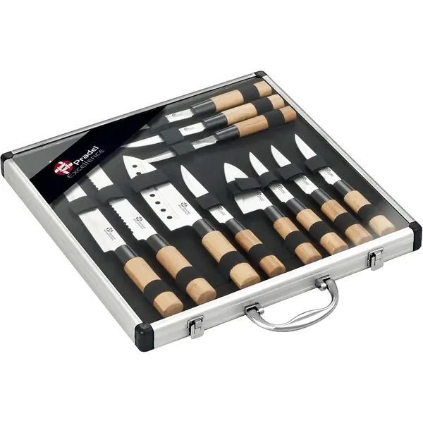 Set de couteaux barbecue en inox dans une mallette en bois