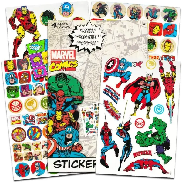 Marvel Comics — Set stickers et tatouages Avengers — idée cadeau Avengers
