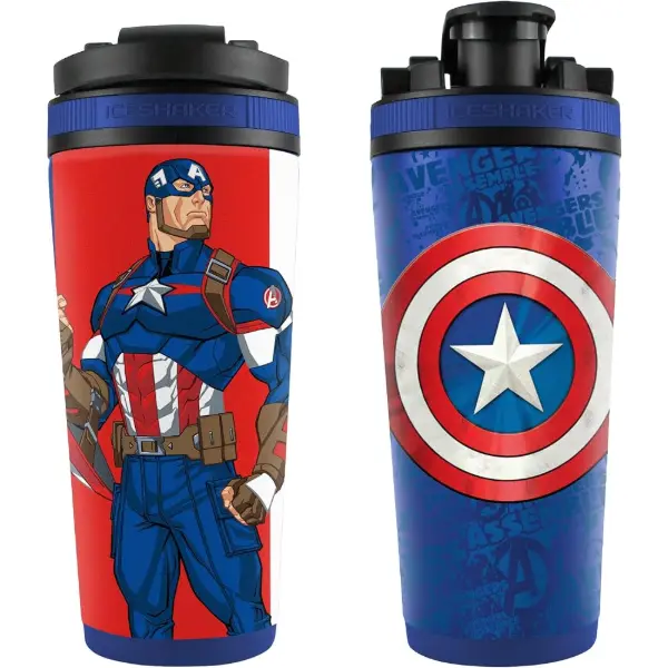 Shaker à cocktail en acier inoxydable avec décor Captain America en relief