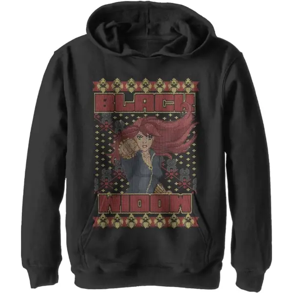 Marvel Avengers Classic — Sweat à capuche Black Widow, motif jacquard — idée cadeau Avengers