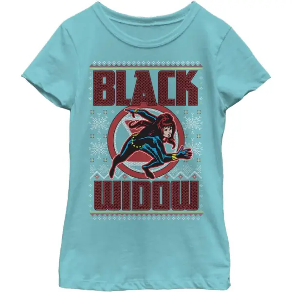 Marvel — T-shirt Black Widow motif jacquard, coupe fille