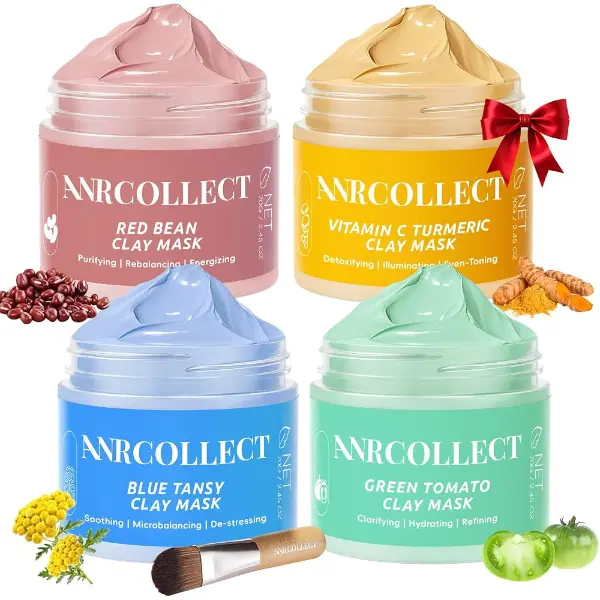 ANRCOLLECT — Kit de 4 masques visage à l'argile