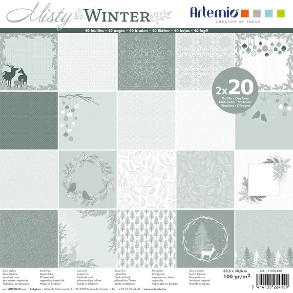 Artemio — Set de 40 Pages Misty Winter 30 × 30 cm
