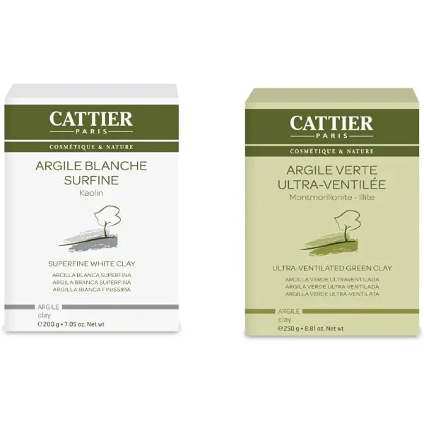 Cattier — Duo argile blanche surfine et argile verte
