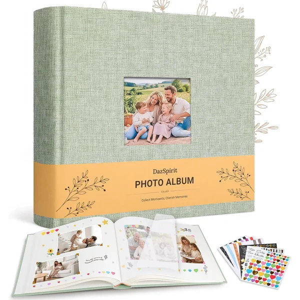 DazSpirit — Album Photo Scrapbook en Lin, 100 Pages Blanches