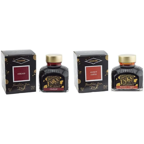Diamine — Duo d'Encres 2 × 80 ml, Oxblood et Ancient Copper