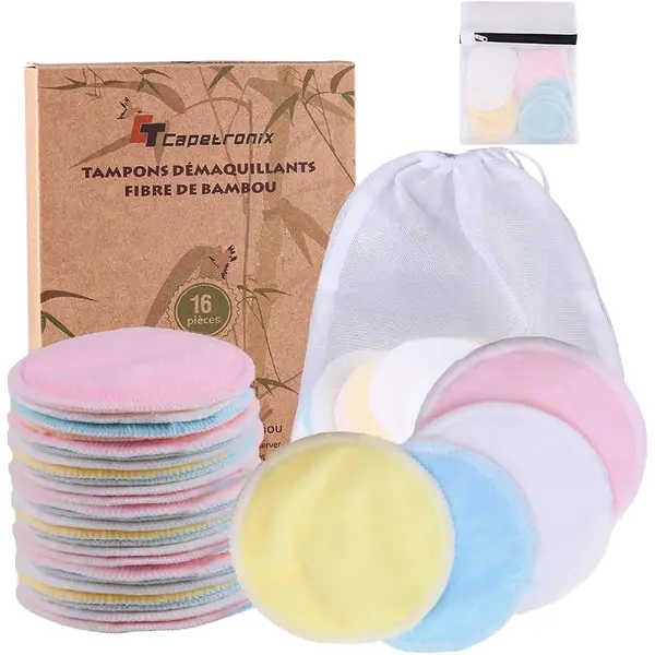 Disques démaquillants lavables en fibre de bambou