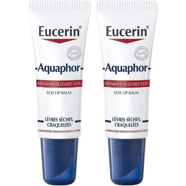 Eucerin Aquaphor — Réparateur lèvres SOS, stick 10 g (lot de 2)