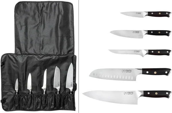 Fukito Ebène X50 — mallette de 5 couteaux — cadeau pour ceux qui aiment cuisiner
